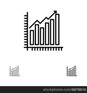 Graph, Analytics, Business, Diagram, Marketing, Statistics, Trends Bold and thin black line icon set