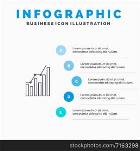 Graph, Analytics, Business, Diagram, Marketing, Statistics, Trends Line icon with 5 steps presentation infographics Background