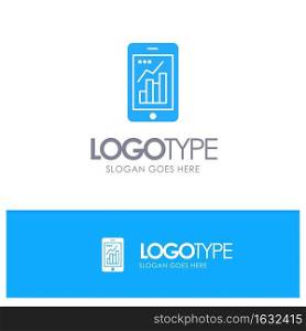 Graph, Analytics, Info graphic, Mobile, Mobile Graph Blue Solid Logo with place for tagline