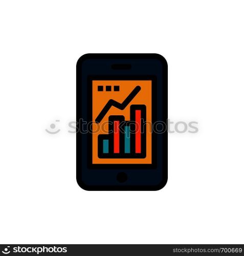 Graph, Analytics, Info graphic, Mobile, Mobile Graph Flat Color Icon. Vector icon banner Template