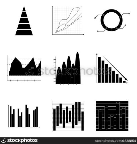 Graph and charts. Business infograph and diagram, vector illustration. Graph and charts