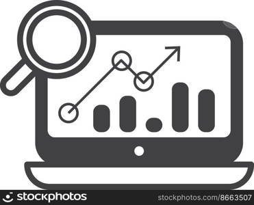 graph and laptop illustration in minimal style isolated on background