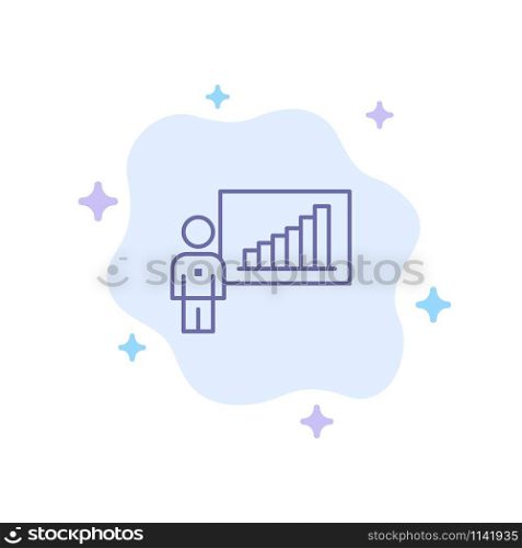 Graph, Business, Chart, Efforts, Success Blue Icon on Abstract Cloud Background