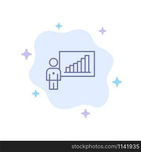 Graph, Business, Chart, Efforts, Success Blue Icon on Abstract Cloud Background