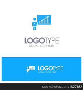 Graph, Business, Chart, Efforts, Success Blue Solid Logo with place for tagline