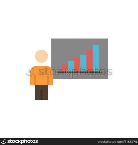 Graph, Business, Chart, Efforts, Success Flat Color Icon. Vector icon banner Template