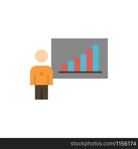 Graph, Business, Chart, Efforts, Success Flat Color Icon. Vector icon banner Template