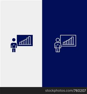 Graph, Business, Chart, Efforts, Success Line and Glyph Solid icon Blue banner Line and Glyph Solid icon Blue banner