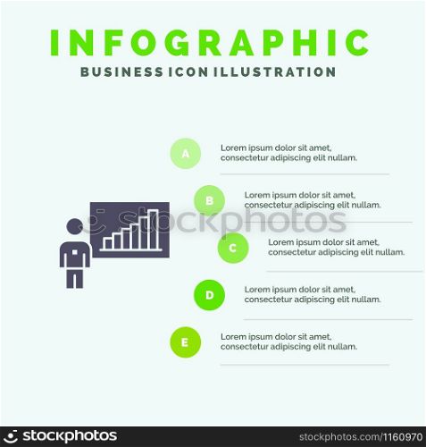 Graph, Business, Chart, Efforts, Success Solid Icon Infographics 5 Steps Presentation Background