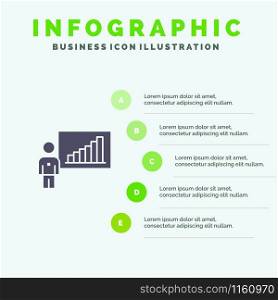 Graph, Business, Chart, Efforts, Success Solid Icon Infographics 5 Steps Presentation Background