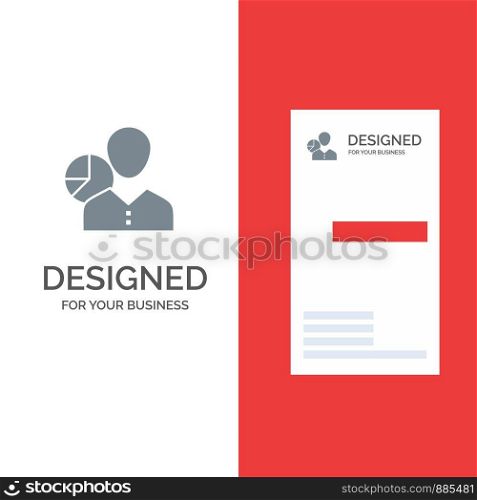 Graph, Chart, Data, Employee, Manager, Person, Statistics Grey Logo Design and Business Card Template