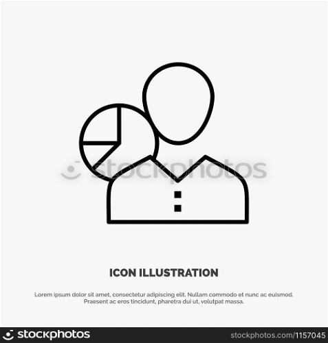 Graph, Chart, Data, Employee, Manager, Person, Statistics Line Icon Vector