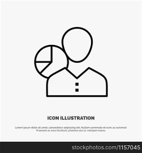 Graph, Chart, Data, Employee, Manager, Person, Statistics Line Icon Vector