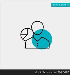 Graph, Chart, Data, Employee, Manager, Person, Statistics turquoise highlight circle point Vector icon