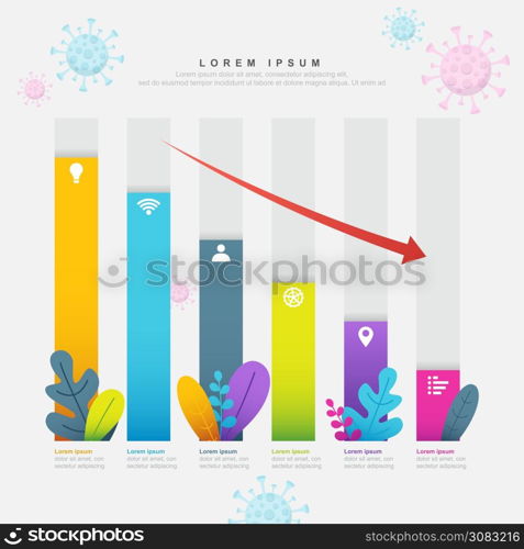 Graph Chart Down Business Declining in Pandemic Economic Recession Illustration