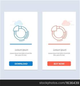 Graph, Circle, Pie, Chart  Blue and Red Download and Buy Now web Widget Card Template