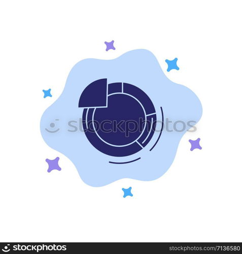 Graph, Circle, Pie, Chart Blue Icon on Abstract Cloud Background