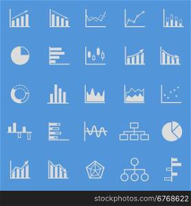 Graph color icons on blue background, stock vector