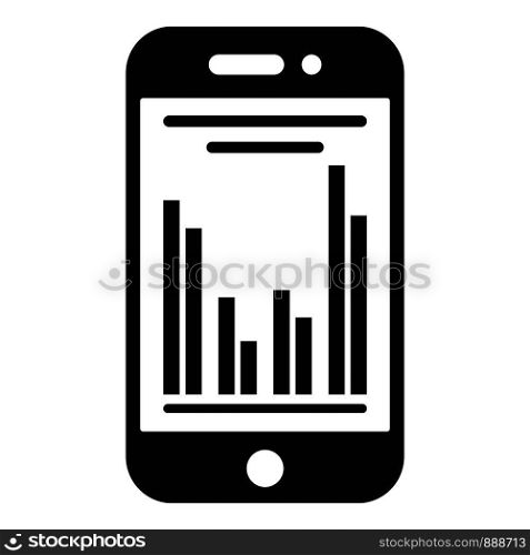Graph column smartphone screen icon. Simple illustration of graph column smartphone screen vector icon for web design isolated on white background. Graph column smartphone screen icon, simple style