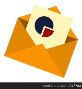 Graph email icon. Flat illustration of graph email vector icon for web design. Graph email icon, flat style