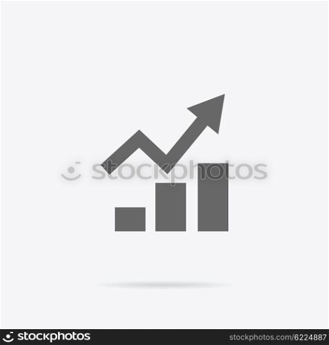 Graph flat sign design concept. Graph pie infographics icon, diagram marketing, report data, rising up statistic finance presentation, market information financial logo vector illustration