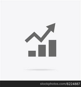 Graph flat sign design concept. Graph pie infographics icon, diagram marketing, report data, rising up statistic finance presentation, market information financial logo vector illustration