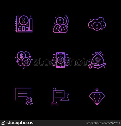 graph , golem , crypto currency , cloud , diamond , jwel , certificate , flag , mobile , icon, vector, design, flat, collection, style, creative, icons