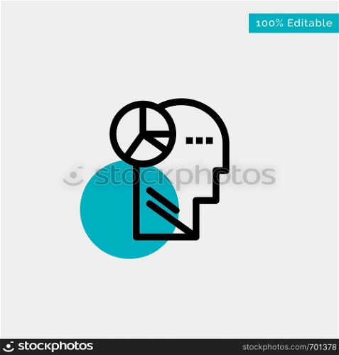 Graph, Head, Mind, Thinking turquoise highlight circle point Vector icon