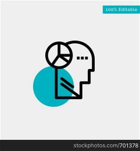 Graph, Head, Mind, Thinking turquoise highlight circle point Vector icon