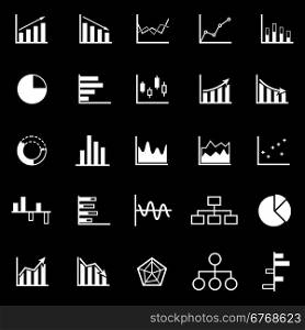 Graph icons on black background, stock vector