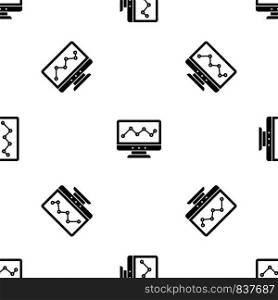 Graph in computer screen pattern repeat seamless in black color for any design. Vector geometric illustration. Graph in computer screen pattern seamless black