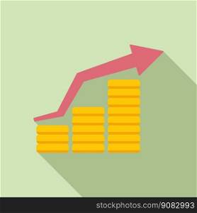 Graph invest icon flat vector. Financial money. Success investor. Graph invest icon flat vector. Financial money