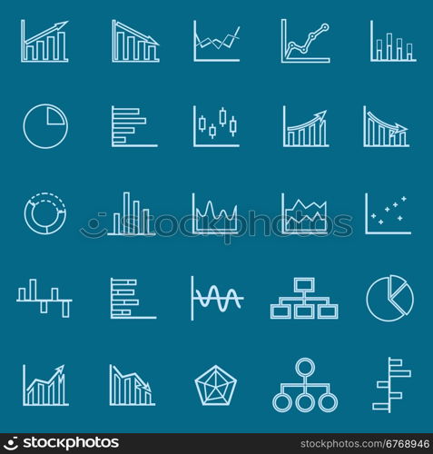 Graph line color icons on blue background, stock vector