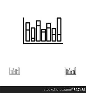 Graph, Line, Up, Down,  Bold and thin black line icon set