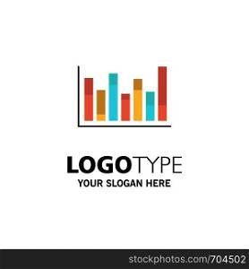Graph, Line, Up, Down, Business Logo Template. Flat Color
