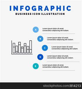 Graph, Line, Up, Down, Line icon with 5 steps presentation infographics Background
