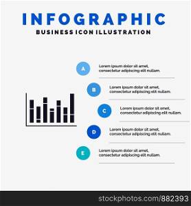 Graph, Line, Up, Down, Solid Icon Infographics 5 Steps Presentation Background