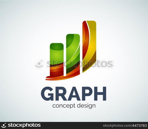 Graph logo template, abstract elegant glossy business icon