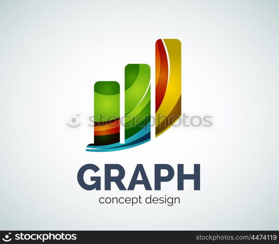 Graph logo template, abstract elegant glossy business icon