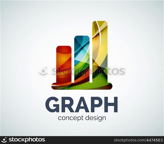 Graph logo template, abstract elegant glossy business icon
