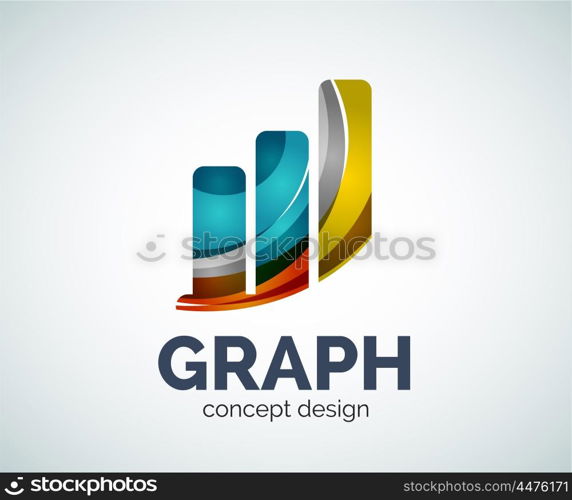 Graph logo template, abstract elegant glossy business icon