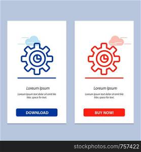 Graph, Marketing, Gear, Setting Blue and Red Download and Buy Now web Widget Card Template