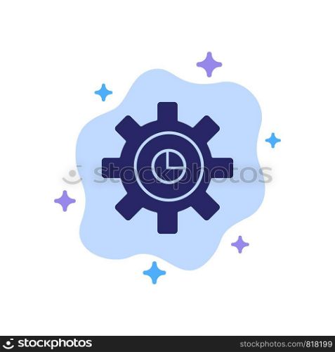 Graph, Marketing, Gear, Setting Blue Icon on Abstract Cloud Background