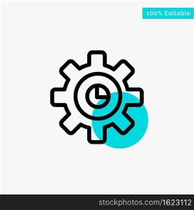 Graph, Marketing, Gear, Setting turquoise highlight circle point Vector icon