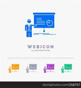 graph, meeting, presentation, report, seminar 5 Color Glyph Web Icon Template isolated on white. Vector illustration