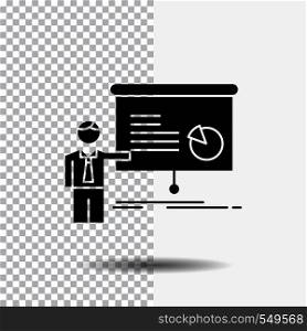 graph, meeting, presentation, report, seminar Glyph Icon on Transparent Background. Black Icon. Vector EPS10 Abstract Template background