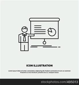 graph, meeting, presentation, report, seminar Icon. Line vector gray symbol for UI and UX, website or mobile application. Vector EPS10 Abstract Template background