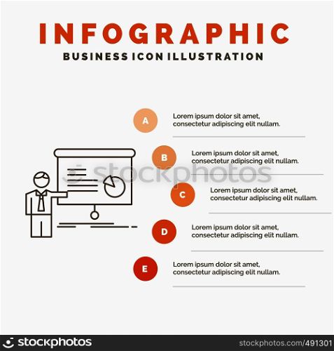 graph, meeting, presentation, report, seminar Infographics Template for Website and Presentation. Line Gray icon with Orange infographic style vector illustration. Vector EPS10 Abstract Template background