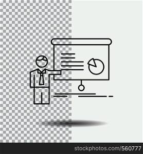 graph, meeting, presentation, report, seminar Line Icon on Transparent Background. Black Icon Vector Illustration. Vector EPS10 Abstract Template background