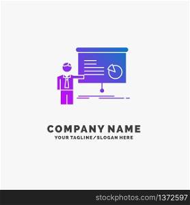 graph, meeting, presentation, report, seminar Purple Business Logo Template. Place for Tagline.. Vector EPS10 Abstract Template background